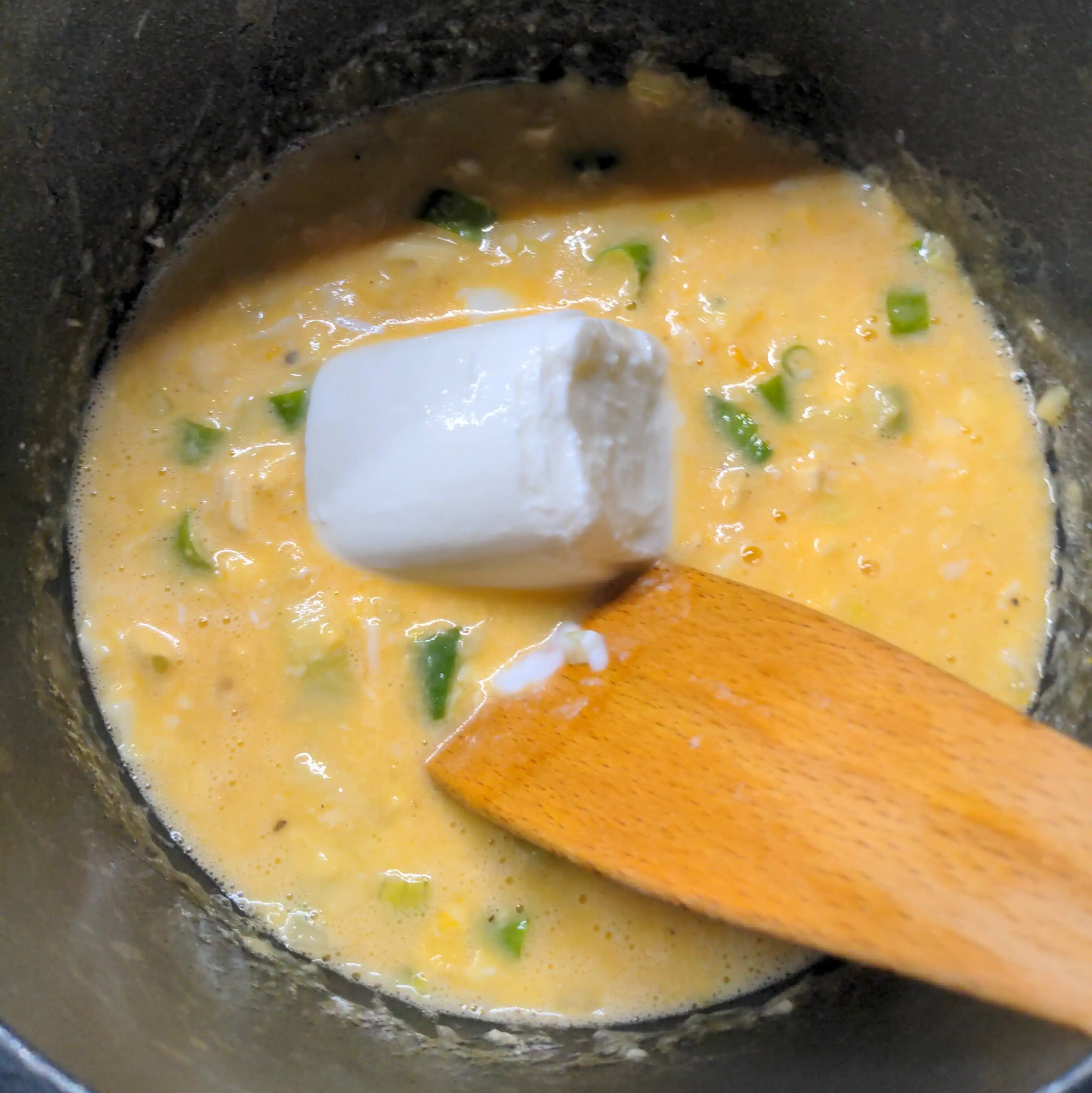 Cream is added.